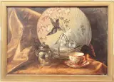 Still life of a Japanese fan by Bernardus Arps, oil on canvas, sold Apr 2025