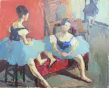 Study of two ballerinas by Rita Smith, oil on board, sold Apr 2025