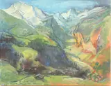 Alpine landscape by Rita Smith, oil on canvas, sold Apr 2025