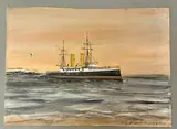 H.M.S. St. George - Dover 1902 by Harry Price, Watercolour and gouache, sold Apr 2025
