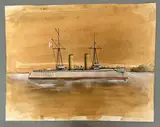 HMS Terpsichore 1904 by Harry Price, 1904, watercolour and gouache, sold Apr 2025