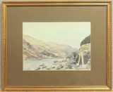 Lake landscape by Arthur Hopkins, watercolour, offered Mar 2025