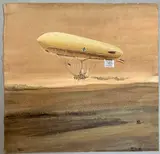 Study of German Airship PL6 designed by Major August van Parseval by Norman Arnold, watercolour and gouache, offered Mar 2025