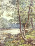 Wooded river landscape Watercolour by Charlotte H. Spiers, 1884, Watercolour, signed and dated, sold Mar 2025