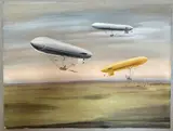 German Airship School - Parsevals - PL1 by Norman Arnold, watercolour and gouache, offered Mar 2025