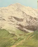 Alpine village landscape by Rita Smith, oil on canvas, offered Feb 2025