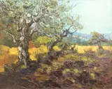 A view of an Italian village from an by Rita Smith, oil, sold Feb 2025