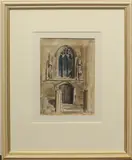 Purton Church Door by Andy Le Poidevin, 1995, watercolor, sold Feb 2025