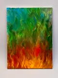 Fire by Tekla Punyi, 2015, oil on canvas, sold Jan 2025