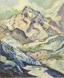 Winter mountain landscape by Rita Smith, oil on canvas, sold Jan 2025