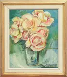 Roses by Rita Smith, 1975, oil on canvas, sold Jan 2025