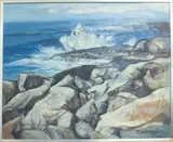 Wave, Inishmore by Rita Smith, 1976, oil on board, sold Jan 2025
