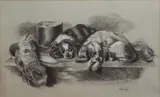 After Sir Edwin Landseer by C. M. Birch, 1905, charcoal and white, offered Jan 2025