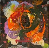 Floral abstract by Rose Feller, 2021, mixed media on canvas, sold Jan 2025