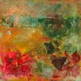Legenda Aurea by Rose Feller, mixed media on canvas, sold Jan 2025