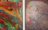 Untitled abstracts a pair by Robin Singh Szucs, 2021, mixed media on canvas, offered Jan 2025