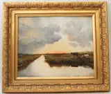 Cattle on the Norfolk Broads by Aubrey Aston Blake, oil on board, sold Oct 2024