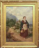 A Killarney Colleen' oil on board by Robert George Kelly, oil on board, sold Oct 2024