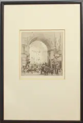 Arch of San Carlo by William Walcot, etching on paper, sold Oct 2024