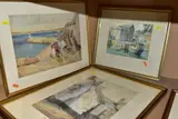 a Cornish coastal village watercolour, signed bottom left, by James Marshall Heseldin, watercolour, sold Mar 2021
