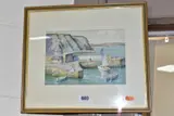 A Cornish harbour scene by James Marshall Heseldin, watercolour on paper, sold Mar 2021