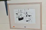 Looe trawlers by Richard Tuff, ink, sold Mar 2021