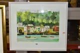 A Cornish scene of cottages beside an estuary by Richard Tuff, watercolour, sold Mar 2021