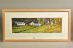 Silver birches near hawkshead by James Bartholomew, pastel on paper, sold Mar 2021
