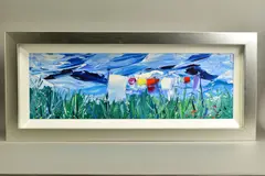 'OUT ON THE LINE', washing drying on a line, signed bottom right, by Duncan MacGregor, oil on board, sold Mar 2021