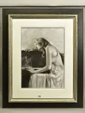 'PIANO SKETCH I', a seated portrait of a female figure at a piano, by Steven Smith, mixed media on paper, offered Mar 2021