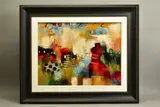 Sunset mosaic iv by John and Elli Milan, mixed media on board, sold Feb 2021
