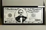 Marlon brando - dollar series by Sarah Holmes, oil on canvas, sold Feb 2021