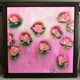 Wallpaper of vintage pinks by Clare Sykes, oil on canvas, sold Feb 2021