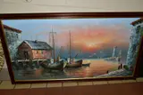 A fishing harbour at sunset, signed lower left, oil on canvas, framed, size by Max Savy, oil on canvas, sold Feb 2021