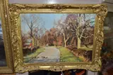 Across the road - quorn by Neil Cawthorne, oil on canvas, sold Feb 2021