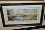 'Far Hoar Cross Ford', a stream running through a rural landscape by Rex Preston, watercolour on paper, sold Feb 2021