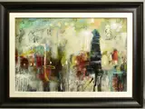 Abstract montage iv by John and Elli Milan, mixed media, sold Jan 2021