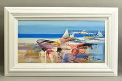 Harbour reflections vi by Fabio Constantino, oil on board, sold Jan 2021