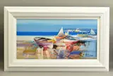 Harbour reflections vi by Fabio Constantino, oil on board, sold Jan 2021