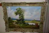 a female figure on a dirt road is a landscape setting, signed bottom by Valerio Rotini, oil on canvas, sold Jan 2021
