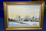 Melting snow at stokesay castle by Michael Barnfather, oil on canvas, sold Jan 2021