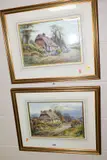 a thatched cottage in a rural setting, with an elderly couple by Henry Stannard, watercolour on paper, offered Jan 2021