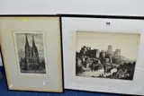 Durham Cathedral and Castle across Milburngate Bridge by Kenneth Steel, etching, sold Jan 2021