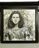 'Eddie Vedder', a portrait of the Pearl Jam vocalist, signed bottom right, by Jen Allen, oil on canvas, sold Jan 2021