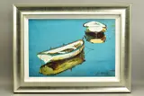 'Dead Flat Calm', a limited edition print of Dinghys on the water by Rolf Harris, print, sold Jan 2021