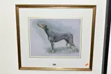 a portrait of a Doberman Pinscher drawn in profile, signed by John Hallett, pastel on paper, sold Dec 2020