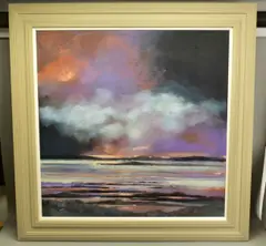 Evening light over western isles by Emma S Davis, mixed media on board, sold Nov 2020