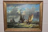 comprising a modern Dutch sailing scene, oil on board, size approximately 28cm by Paintings And Prints, oil on board, sold Nov 2020