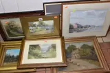 comprising E. Morgan, watercolour of horse and cart beside thatched by Paintings And Prints, watercolour, sold Nov 2020