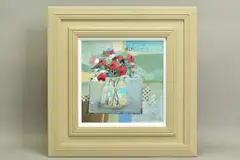 'Poppies in a Jar', a still life study of wild flowers, signed bottom by Emma S Davis, mixed media on board, sold Nov 2020